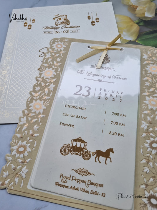 Ribbon Flower Hindu Muslim Christian Sikh Jain invitation Cards ATS-1628 – image 2