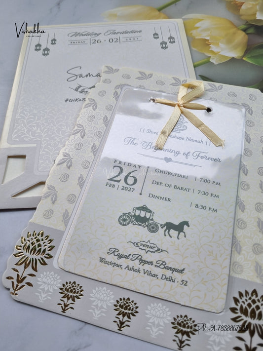 Ribbon Flower Hindu Muslim Christian Sikh Jain invitation Cards ATS-1731 – image 2
