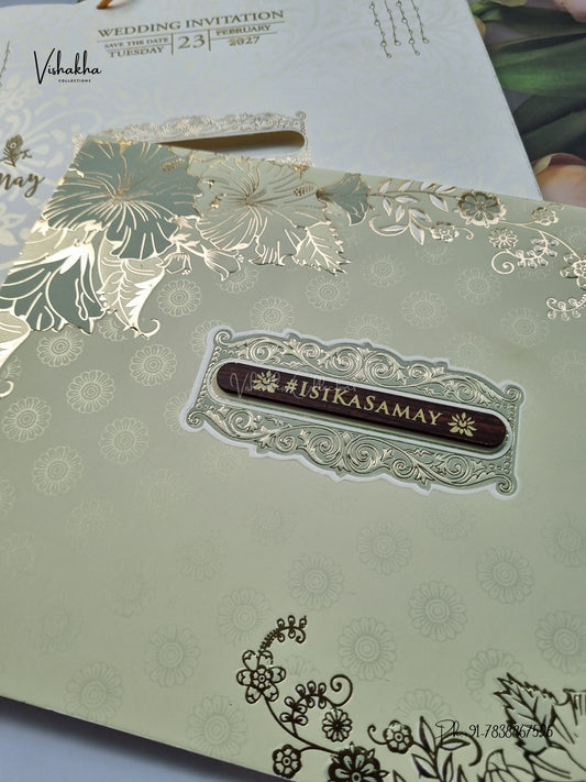 Semi Box Carry Bag Flower Jaali Hindu Muslim Christian Sikh Jain invitation Cards ATS-1865 – image 2
