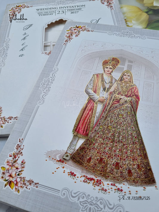 Semi Box Dulah Dulhan Hindu Sikh Jain invitation Cards ATS-5276 – image 2