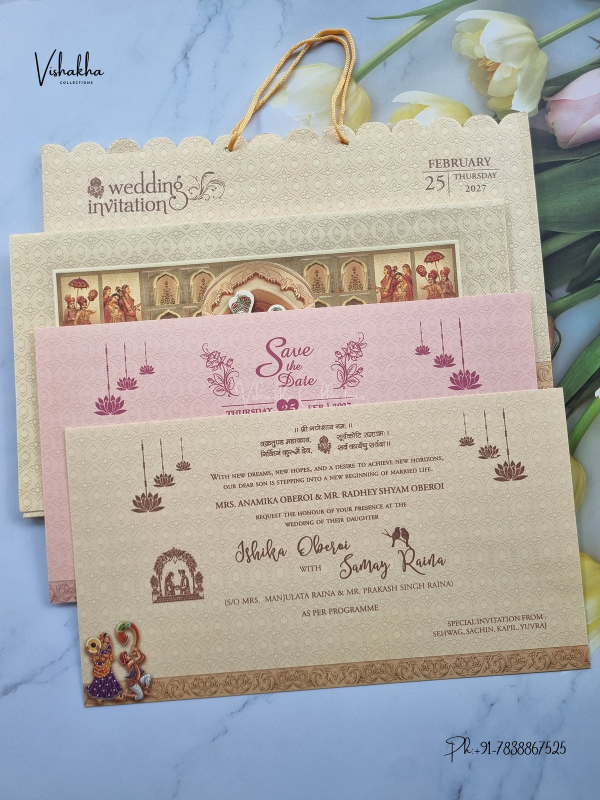 Semi Box Dulah Dulhan 3D Pop Up Haveli Hindu Sikh Jain invitation Cards ATS-5344 – image 3