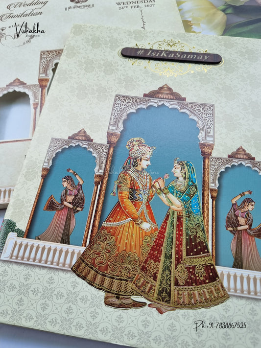 Semi Box Dulah Dulhan Hindu Sikh Jain invitation Cards ATS-5354 – image 2