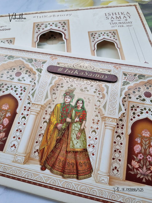 Semi Box Dulah Dulhan Hindu Sikh Jain invitation Cards ATS-5361 – image 2