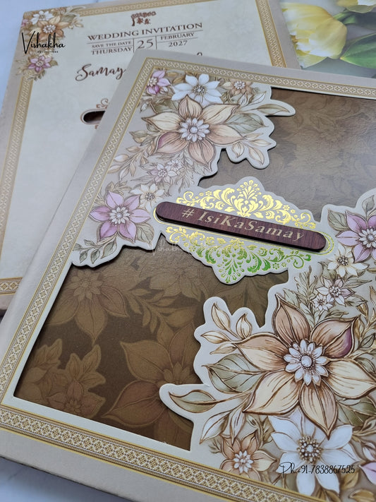 Semi Box Flower Hindu Muslim Christian Sikh Jain invitation Cards ATS-5366 – image 2