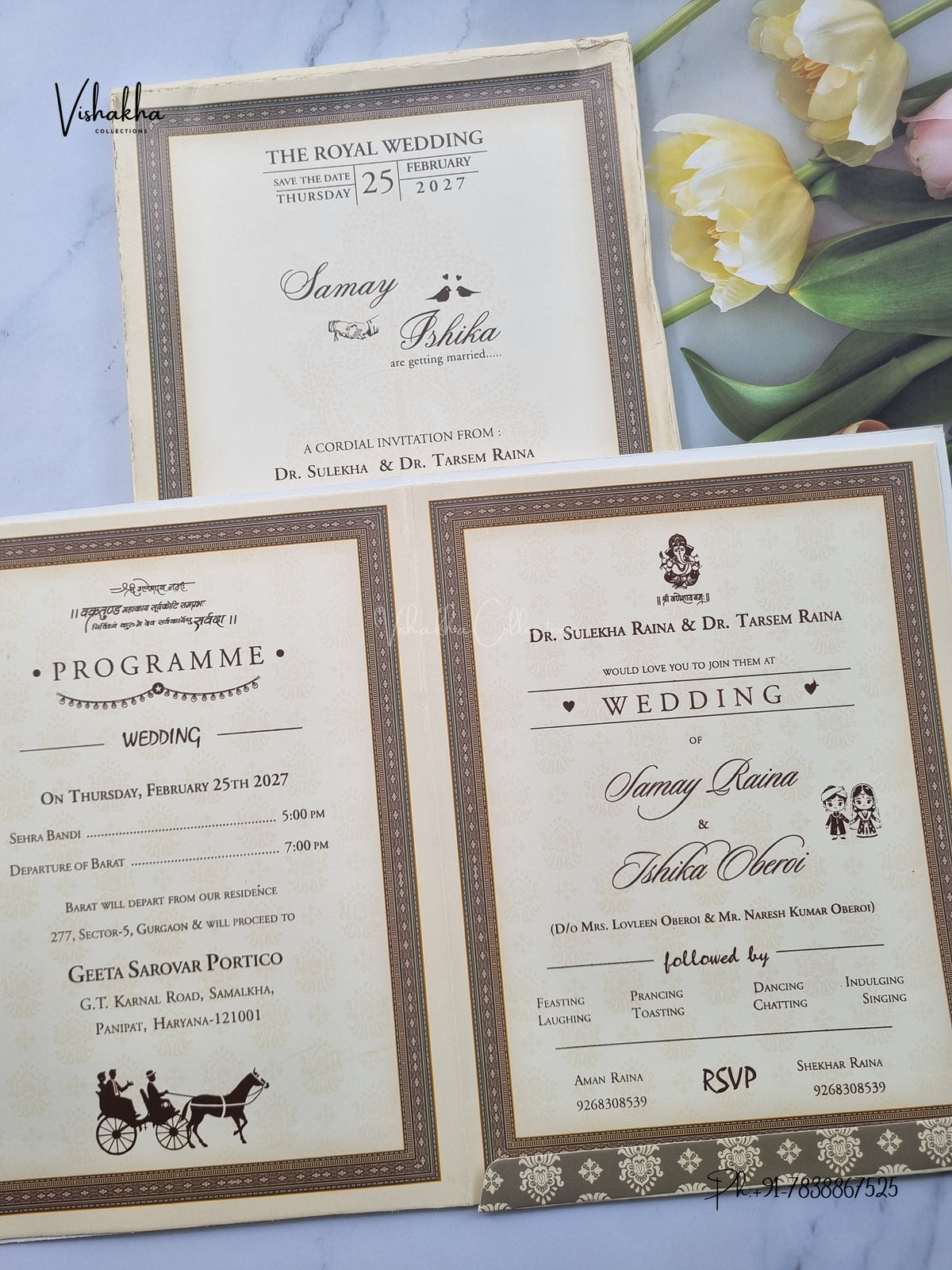 Semi Box Wisdom Tree Hindu Muslim Christian Sikh Jain invitation Cards ATS-5369 – image 3