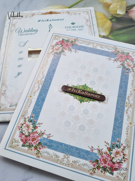 Semi Box Flower Hindu Muslim Christian Sikh Jain invitation Cards ATS-5383 – image 2