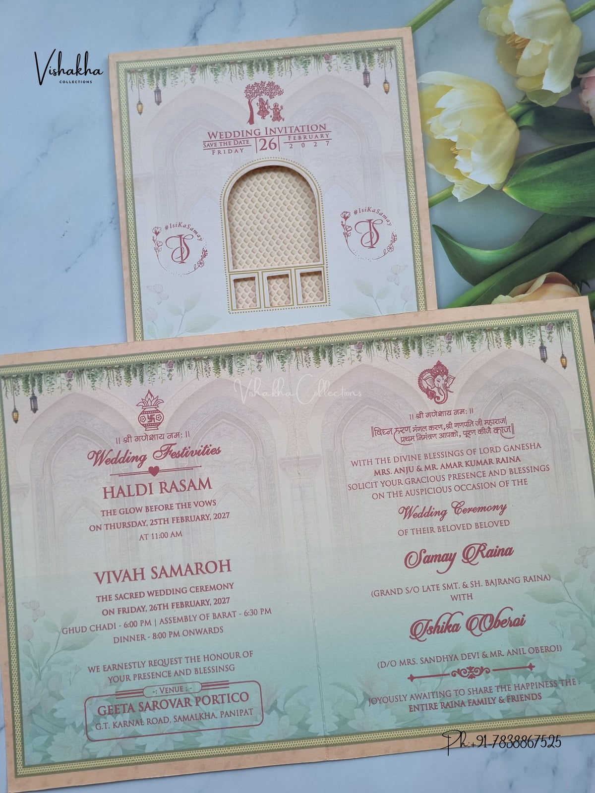 Direct Card Dulah Dulhan Hindu Sikh Jain invitation Cards ATS-9305 – image 3