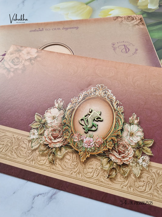 Direct Card Flower Ganesh Ji Hindu Jain invitation Cards ATS-9313 – image 2