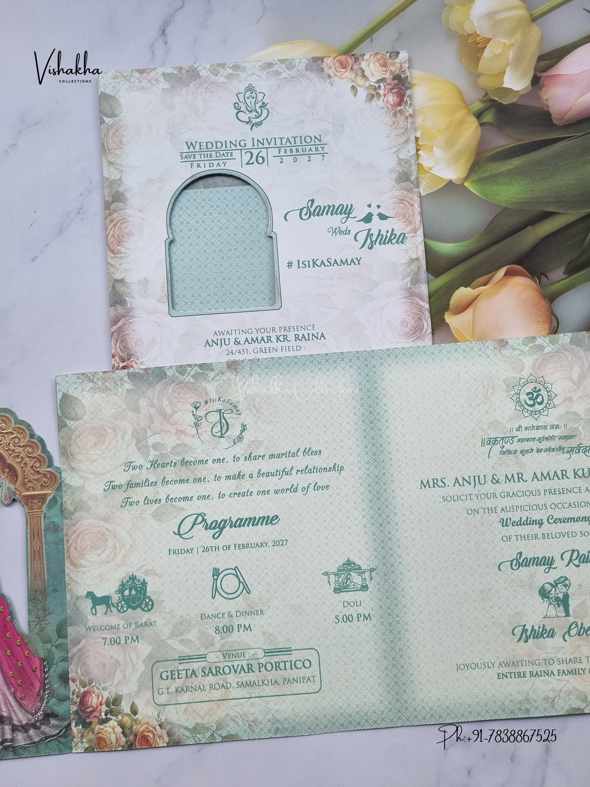 Direct Card Dulah Dulhan Hindu Sikh Jain invitation Cards ATS-9334 – image 3