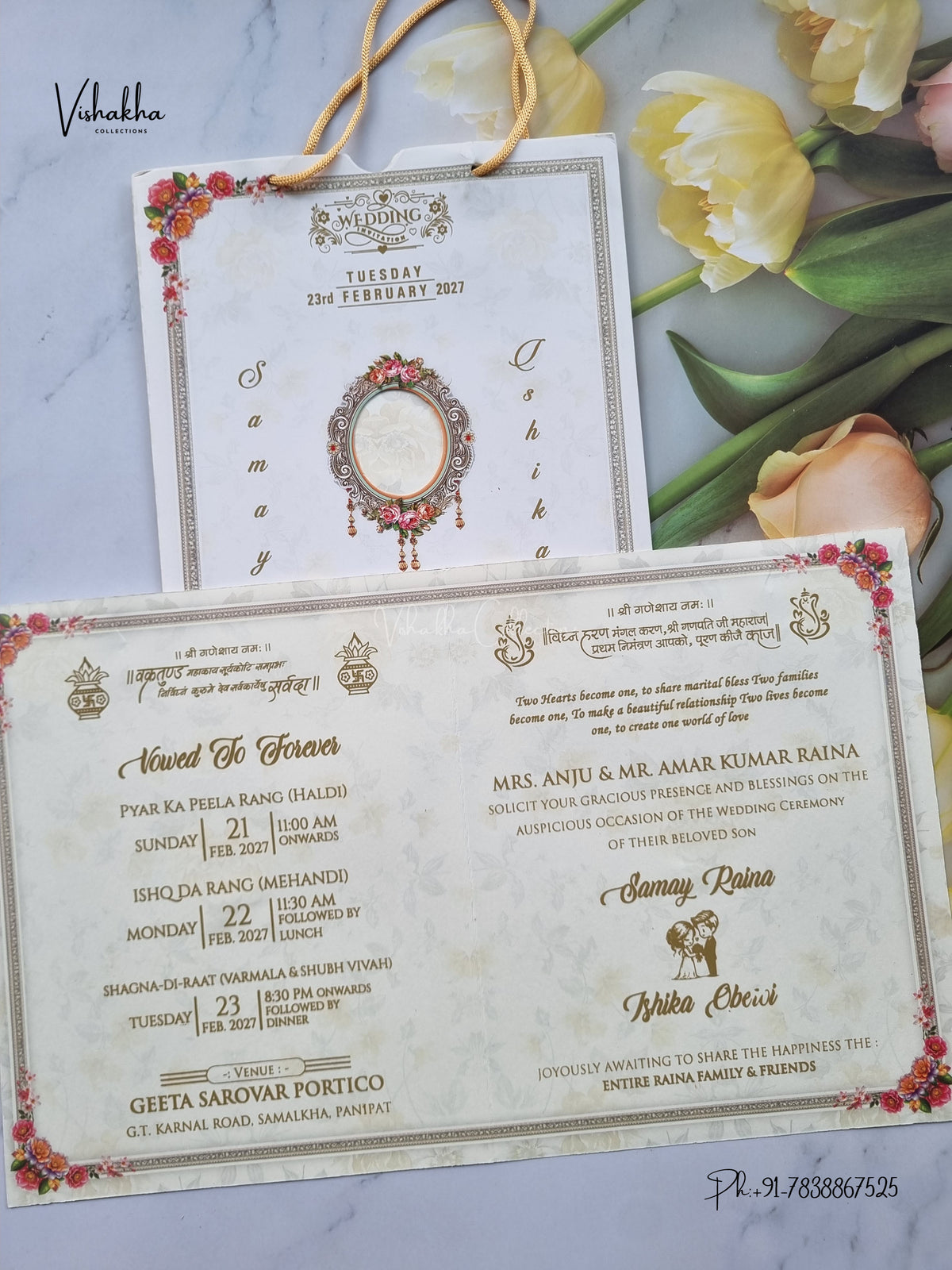 Direct Card Flower Hindu Muslim Christian Sikh Jain invitation Cards ATS-9338 – image 3