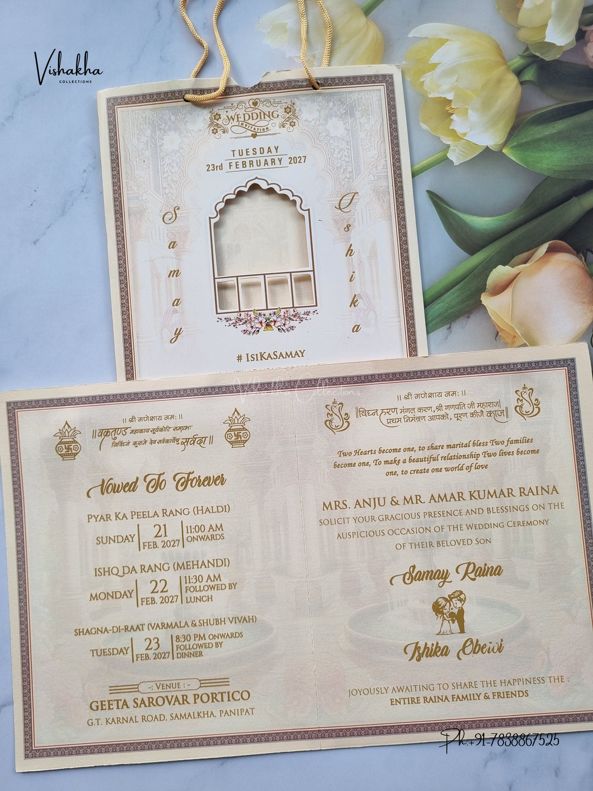 Carry Bag Dulah Dulhan Hindu Sikh Jain invitation Cards ATS-9339 – image 3