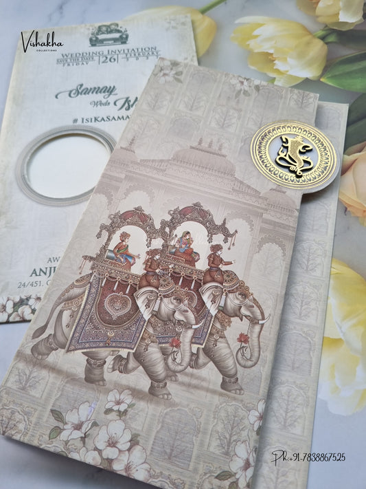 Three Fold Dulah Dulhan Barat Ganesh Ji Hindu Jain invitation Cards ATS-9351 – image 2