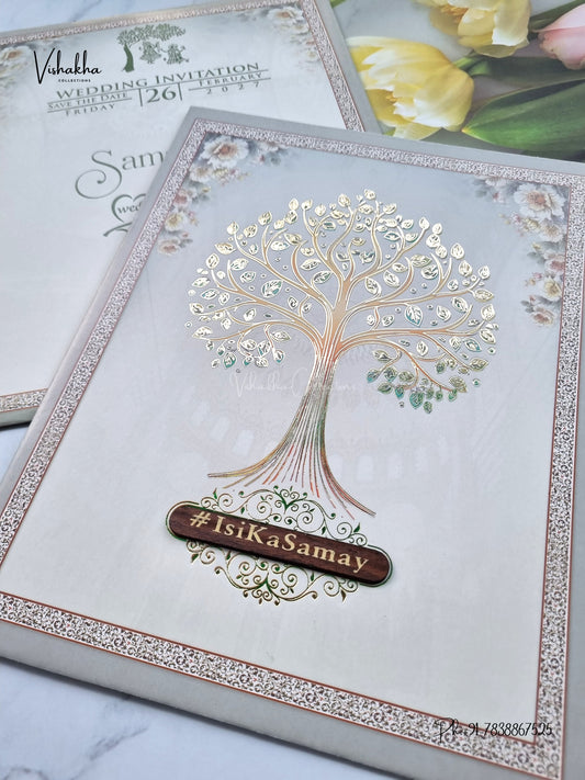 Flower Wisdom Tree Hindu Muslim Christian Sikh Jain invitation Cards ATS-9361 – image 2