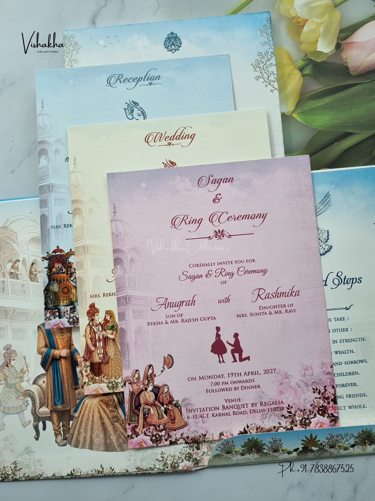 Barat Dulah Dulhan Hathi Hindu Sikh Jain invitation Cards CR-1904 – image 3