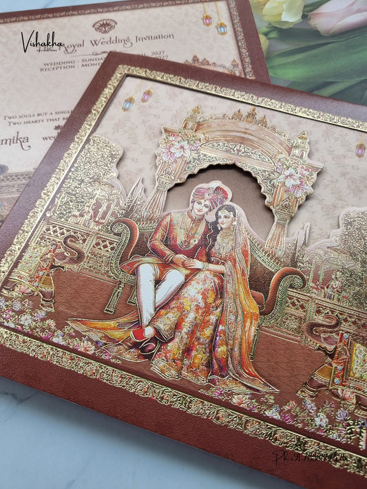 Dulah Dulhan Jharokha Hathi Hindu Sikh Jain invitation Cards CR-443 – image 2