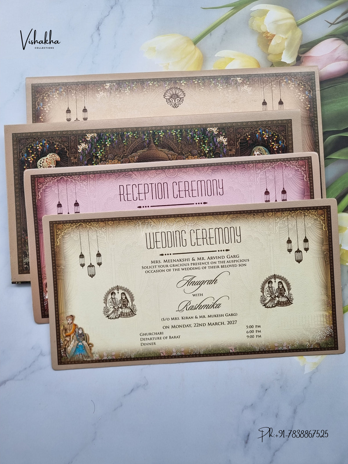 Ganesh Ji Dulah Dulhan Hathi Hindu Jain invitation Cards CR-487 – image 3