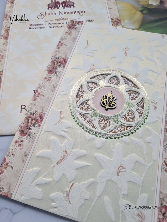 Ganesh Ji Flower Rose Hindu Jain invitation Cards CR-514 – image 2