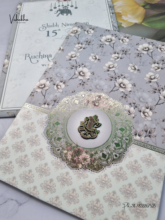 Ganesh Ji Flower Rose Hindu Jain invitation Cards CR-520 – image 2