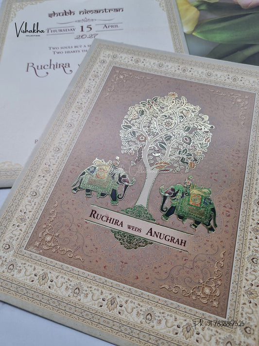 Wisdom Tree Hathi Hindu Muslim Christian Sikh Jain invitation Cards CR-530 – image 2