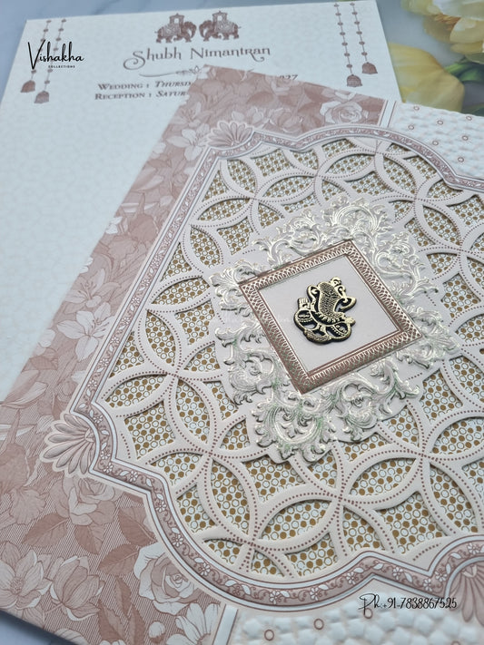 Laser Cut Ganesh Ji Jaali Geometric Hindu Jain invitation Cards CR-550 – image 2