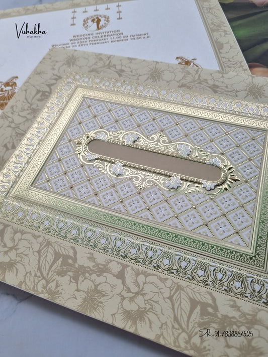 Laser Cut Flower Jaali Hindu Muslim Christian Sikh Jain invitation Cards CR-565C – image 2