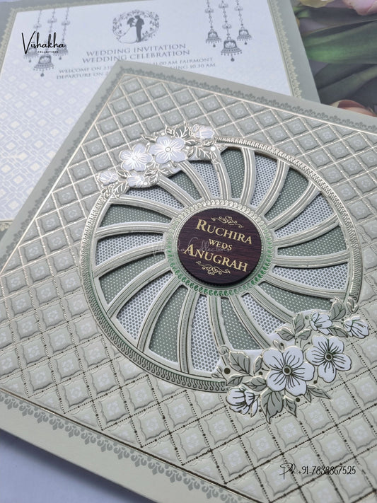Laser Cut Flower Geometric Hindu Muslim Christian Sikh Jain invitation Cards CR-567C – image 2