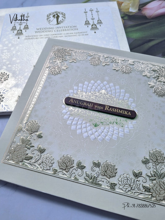 Flower Hindu Muslim Christian Sikh Jain invitation Cards CR-569G – image 2