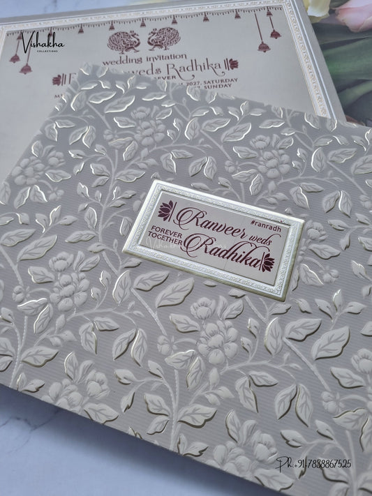 Semi Box Flower Hindu Muslim Christian Sikh Jain invitation Cards CR-580 – image 2