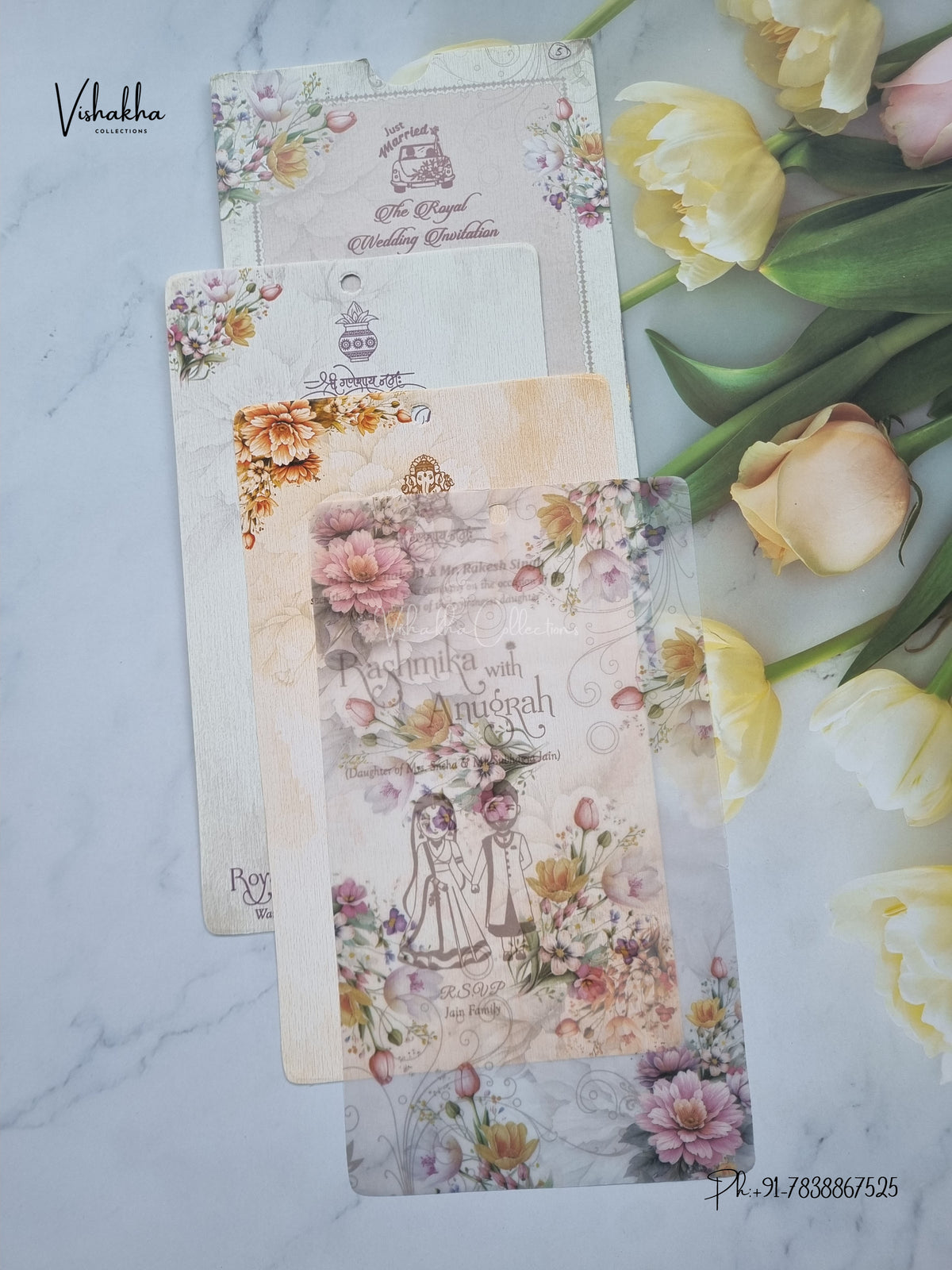 Dori Flower Hindu Muslim Christian Sikh Jain invitation Cards CR-7079 – image 3