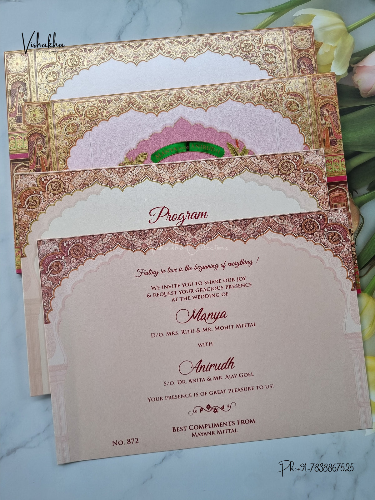 Semi Box Dulah Dulhan Hindu Muslim Christian Sikh Jain invitation Cards LN-872 – image 3