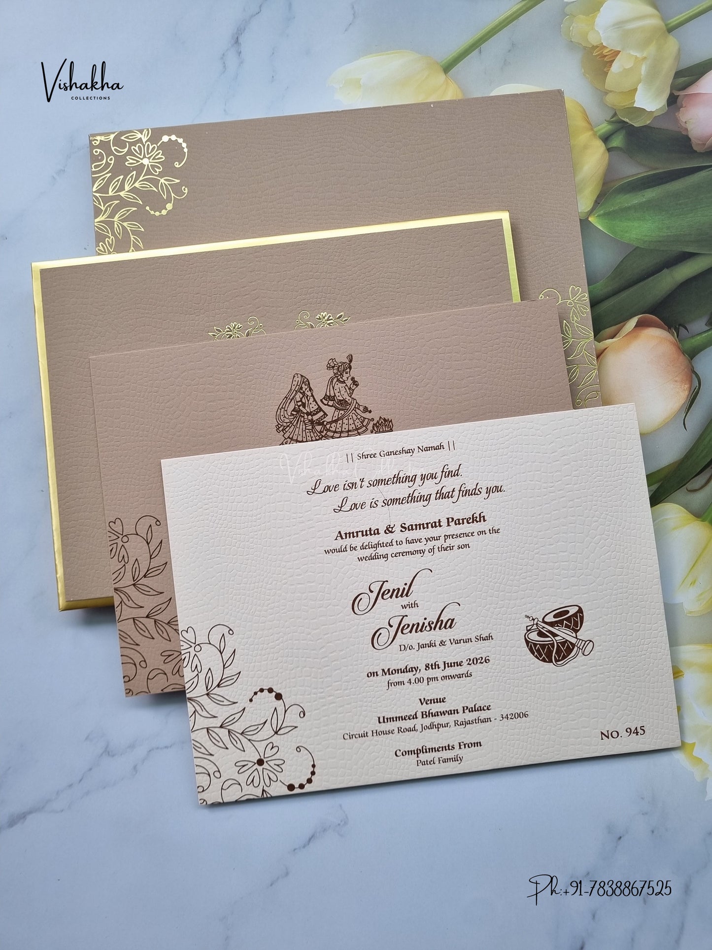 Semi Box Padded Hindu Muslim Christian Sikh Jain invitation Cards LN-945 – image 3