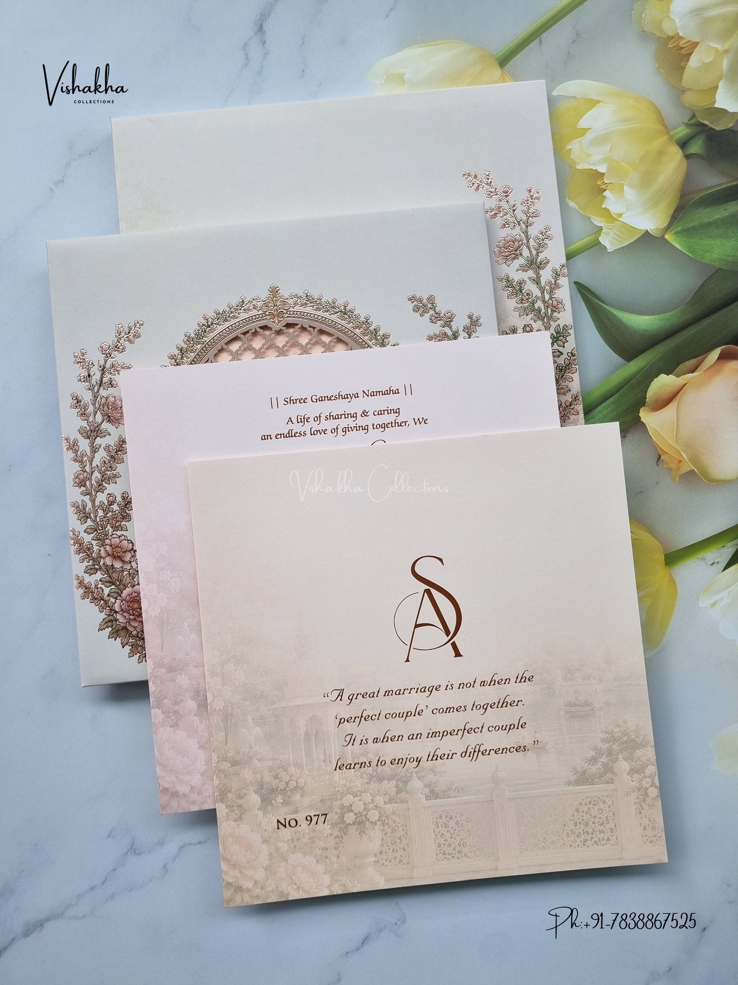 Semi Box Laser Cut Padded Dulah Dulhan Hindu Muslim Christian Sikh Jain invitation Cards LN-977 – image 3