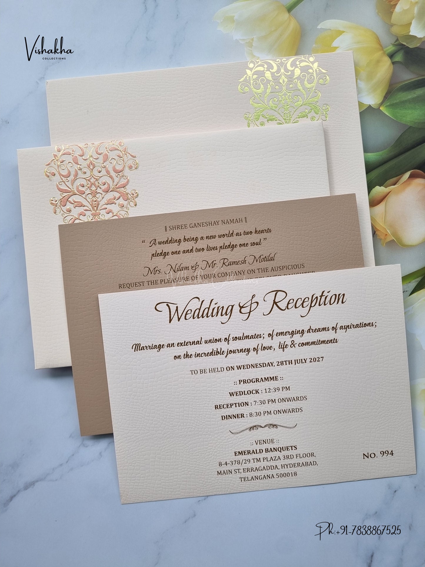 Semi Box Padded Hindu Muslim Christian Sikh Jain invitation Cards LN-994 – image 3