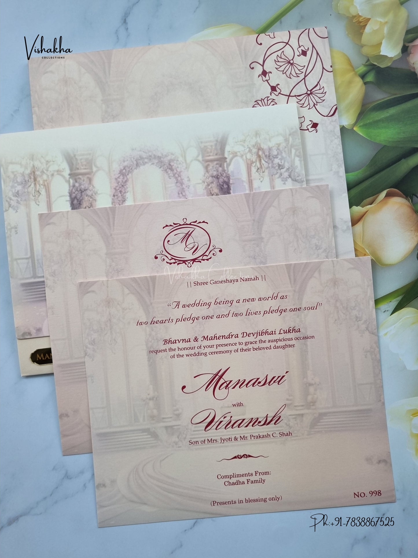 Dulah Dulhan Hindu Muslim Christian Sikh Jain invitation Cards LN-998 – image 3