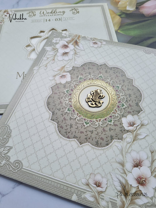 Ganesh Ji Flower Hindu Jain invitation Cards NA-1126-05 – image 2