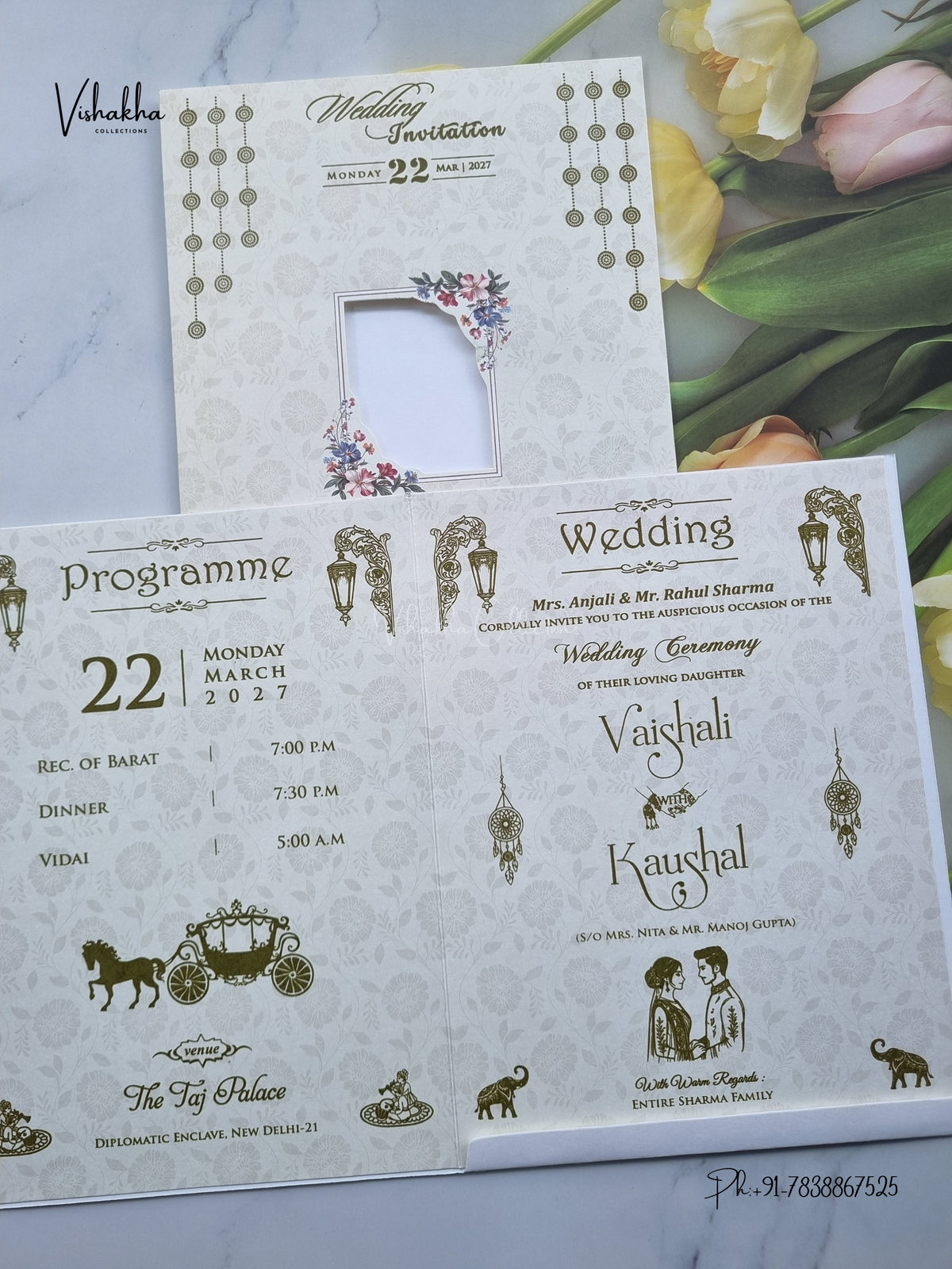 Ganesh Ji Flower Geometric Hindu Jain invitation Cards NA-1126-115 – image 3