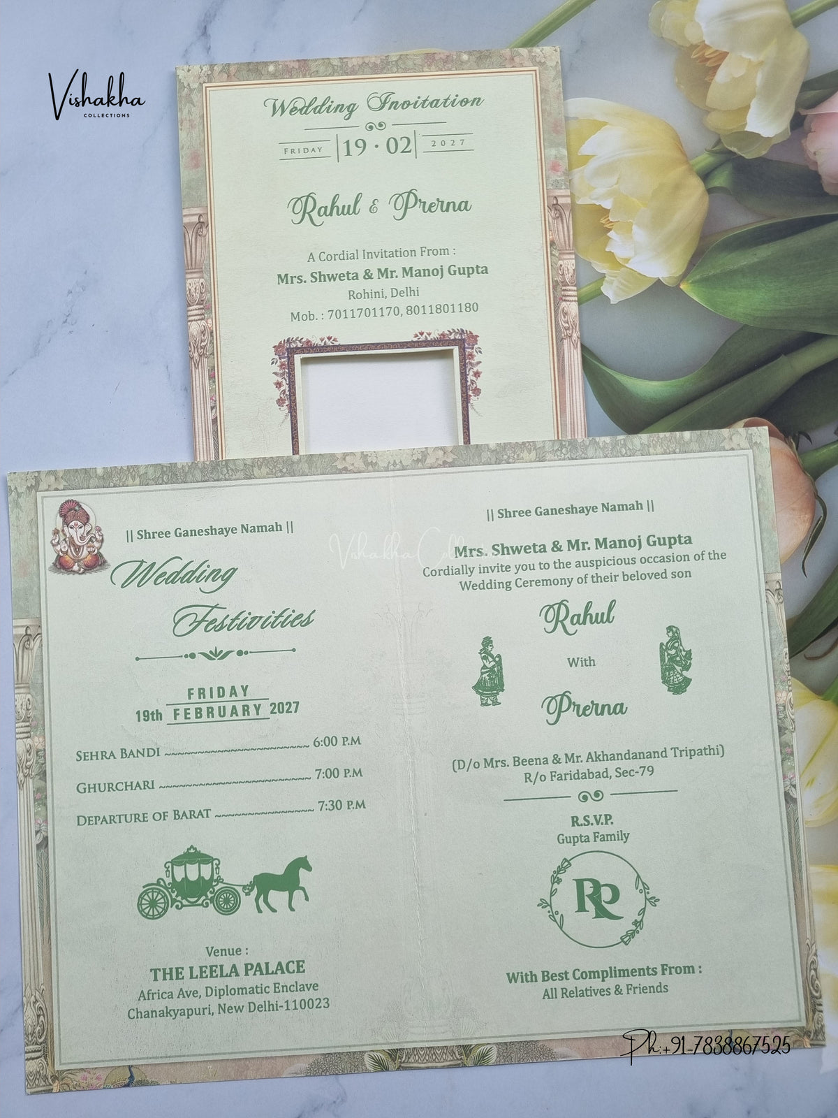 Direct Card Ganesh Ji Dulah Dulhan Hindu Jain invitation Cards NA-1126-143 – image 3