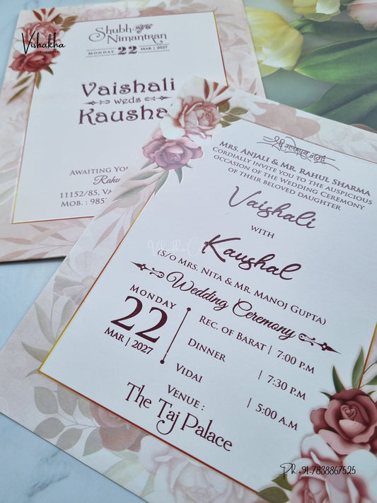 Flower Hindu Muslim Christian Sikh Jain invitation Cards NA-1126-203 – image 2