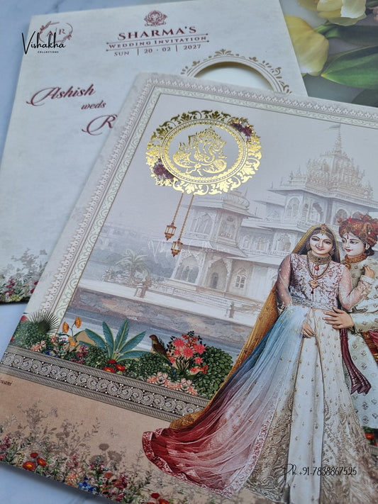 Ganesh Ji Dulah Dulhan Hindu Jain invitation Cards NA-1126-287 – image 2