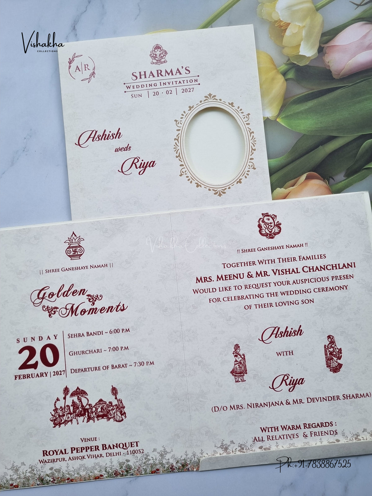 Ganesh Ji Dulah Dulhan Hindu Jain invitation Cards NA-1126-287 – image 3