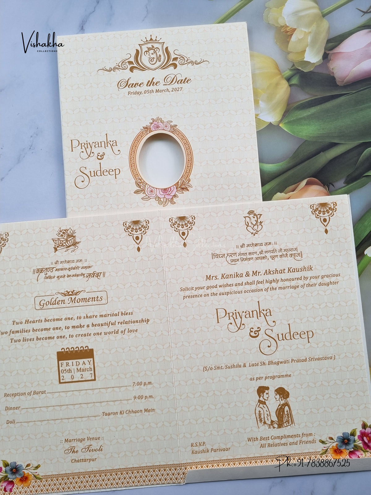 Semi Box Ganesh Ji Geometric Hindu Jain invitation Cards NA-1126-302 – image 3