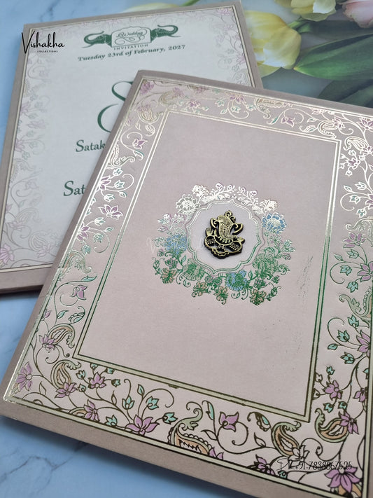 Semi Box Ganesh Ji Flower Hindu Jain invitation Cards NA-1126-75 – image 2