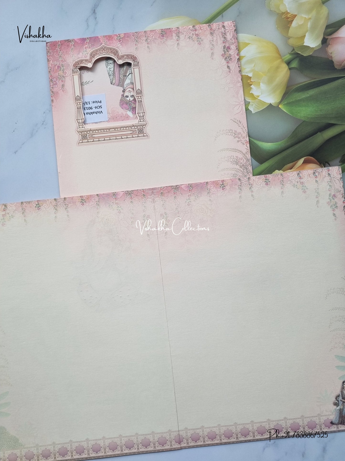 Single Insert Ganesh Ji Dulah Dulhan Hathi Hindu Jain invitation Cards SCH-9013 – image 3