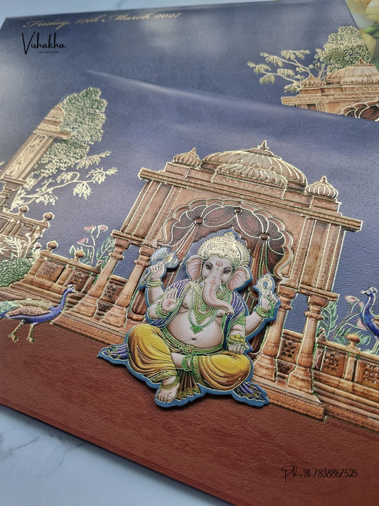 Semi Box Ganesh Ji Hindu Jain invitation Cards SK-3573 – image 2