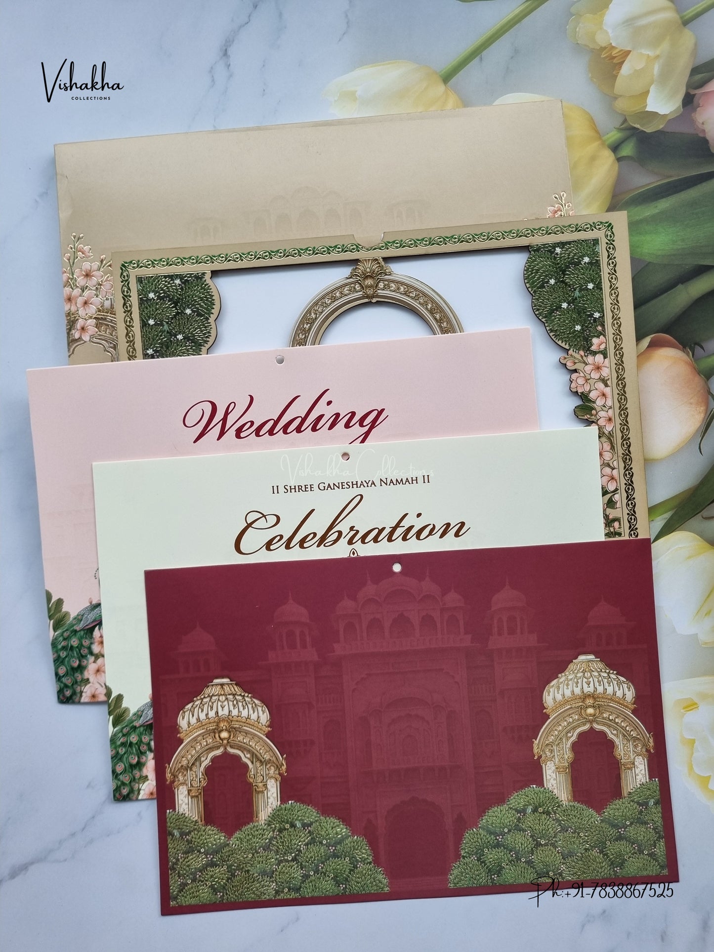 Semi Box MDF Board Laser Cut Peacock Hindu Muslim Christian Sikh Jain invitation Cards SK-3609 – image 3