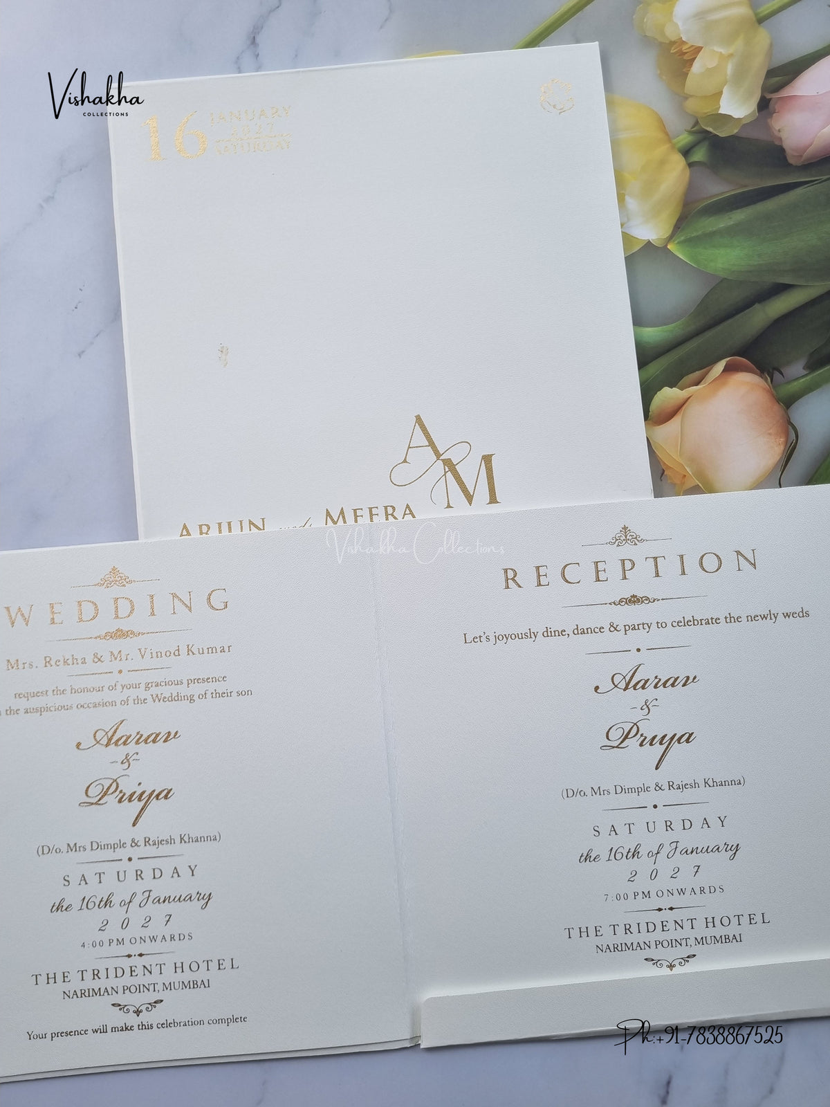 Semi Box Flower Hindu Muslim Christian Sikh Jain invitation Cards SN-203 – image 3