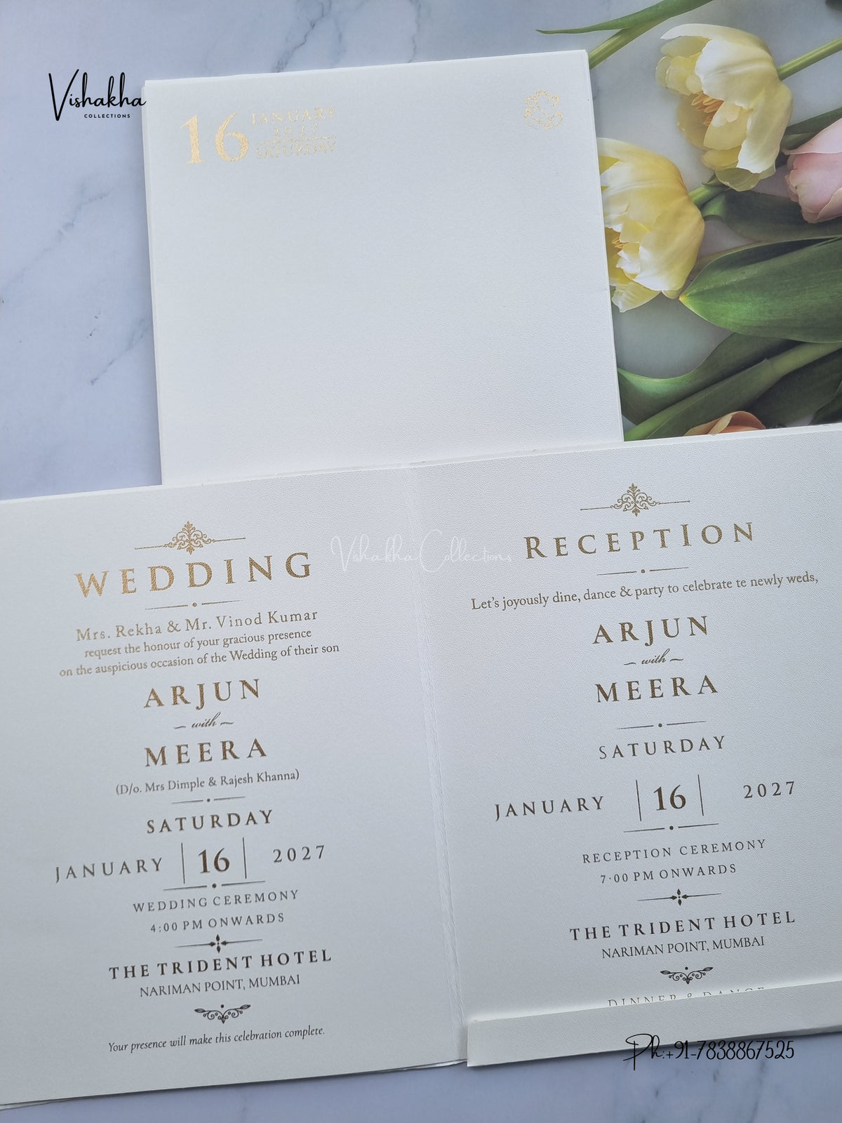 Semi Box Flower Hindu Muslim Christian Sikh Jain invitation Cards SN-213 – image 3