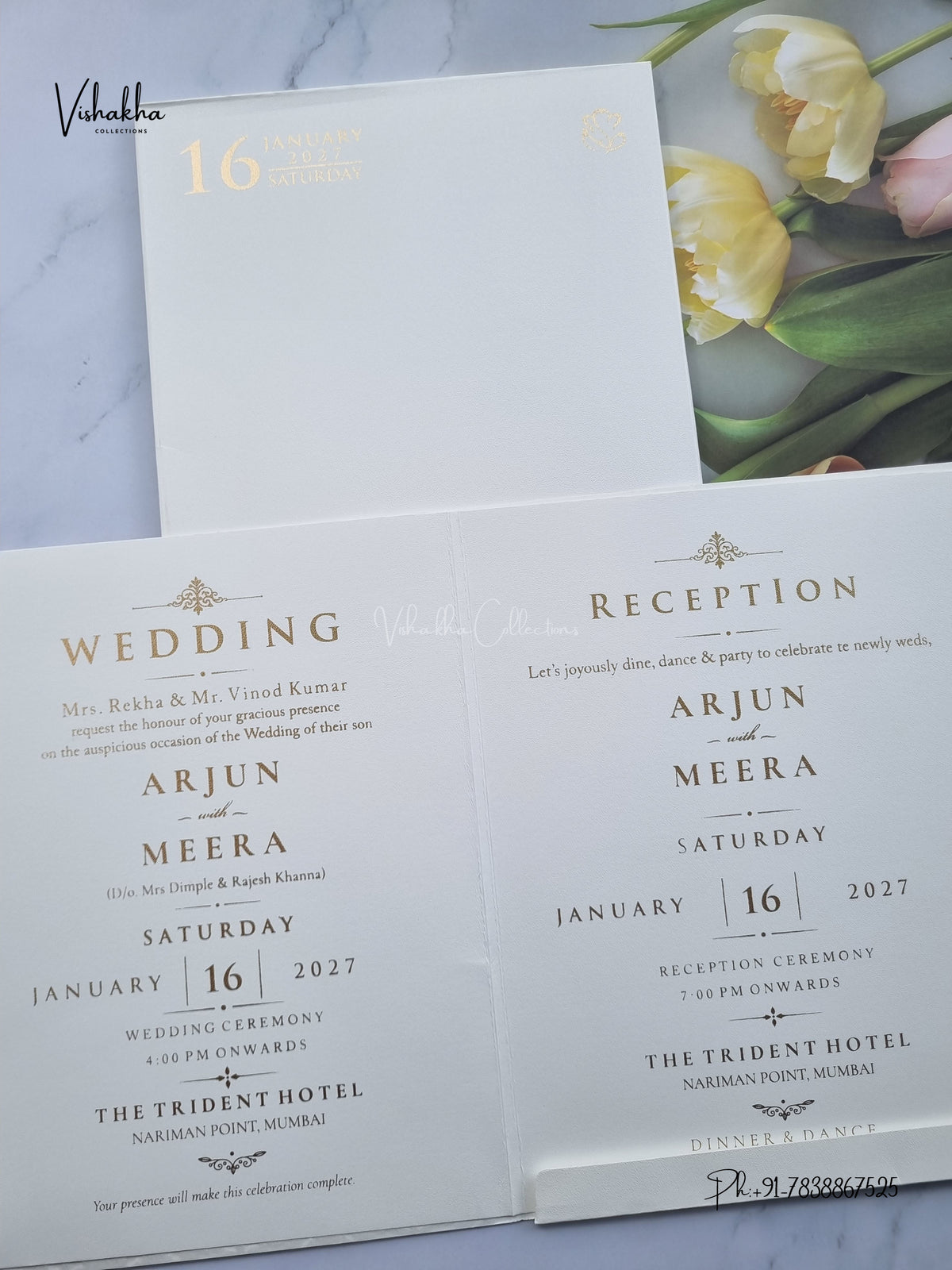 Semi Box Flower Hindu Muslim Christian Sikh Jain invitation Cards SN-214 – image 3