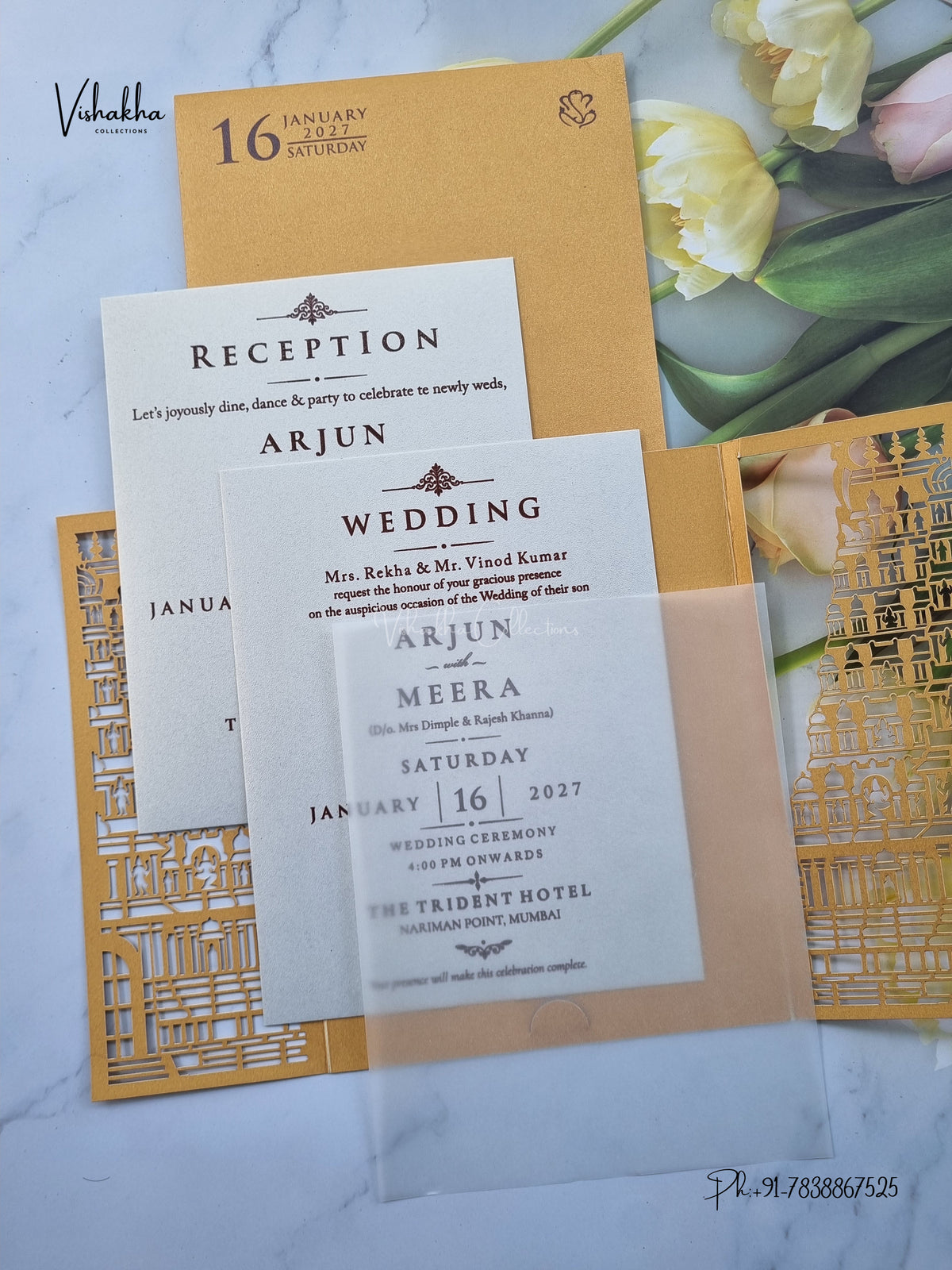 Laser Cut Temple Gopuram Hindu Jain invitation Cards SN-246 – image 3