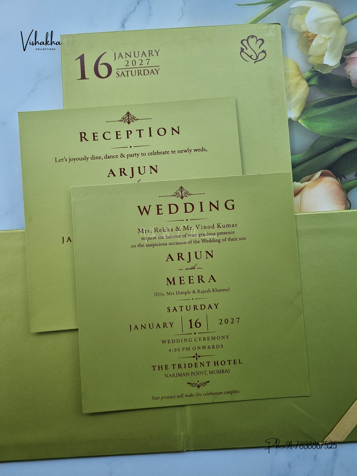 Semi Box Padded Hindu Muslim Christian Sikh Jain invitation Cards SN-258 – image 3